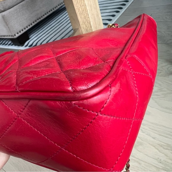 Vintage Chanel Quilted CC Tote in Red - Picture 9 of 16